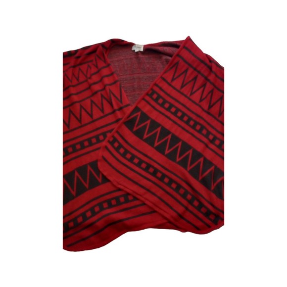 Arianna By Howard’s Women's Sz One Size OS Poncho Shawl Wrap Aztec Warm Red Top - Picture 2 of 9